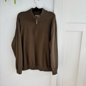 Duluth Trading Co. Mens Olive Green Mock Neck Quarter Zip Sweater Size XL
